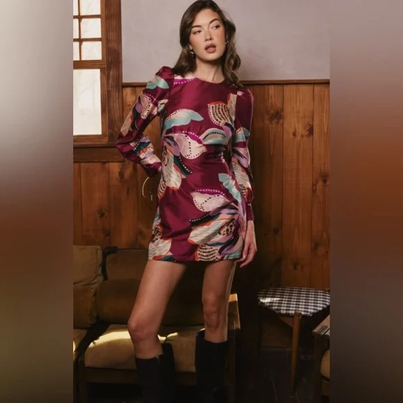 Anthropologie Hutch Puff Shoulder Long Sleeve Minidress, XLARGE NWT